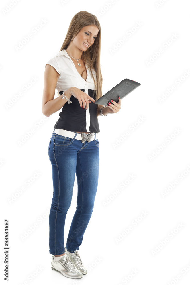 Beautiful Woman With Tablet Computer Beautiful Woman With Tablet Computer