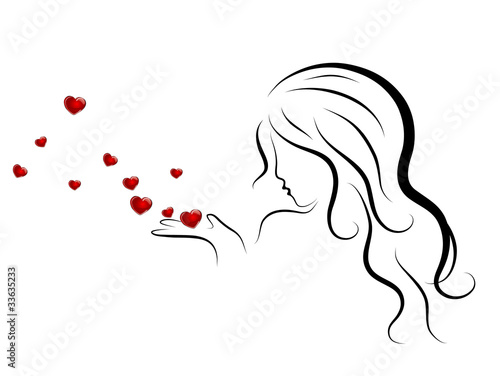 Woman and hearts