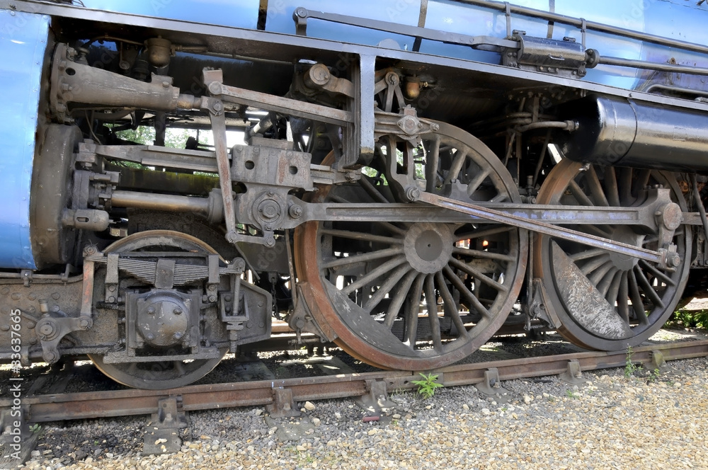 Old steam engine wheels & pistons