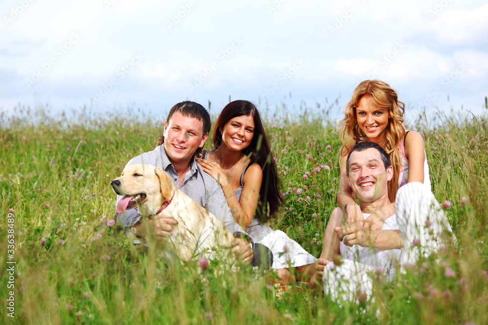 friends and dog