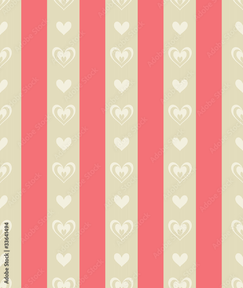 Pastel Hearts & Stripes Wallpaper