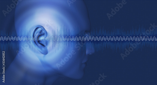 Head with Sound waves passing through ear photo