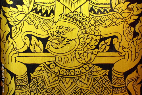 Canvas Print Drawing giant from fairy tale of Buddhist faith