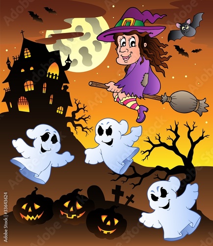 Scene with Halloween mansion 5