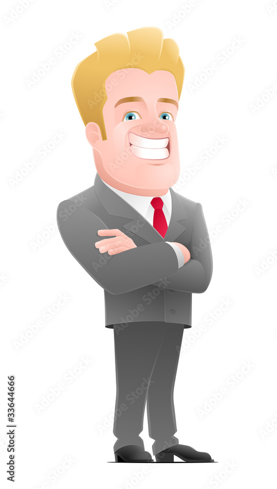 Cartoon smiling blond man dressed in business suit Cartoon smiling blond man dressed in business suit
