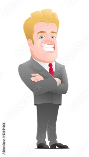 Cartoon smiling blond man dressed in business suit