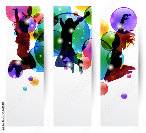 Set di tre banner - Banners with jumping people