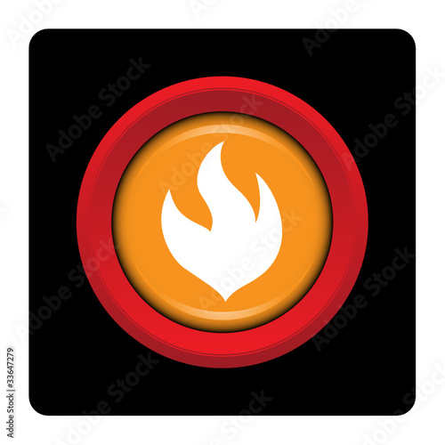 Internet, bouton, logo, picto, feu, flamme, chauffage, chaleur