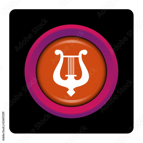 Internet, bouton, logo, picto, musique, instrument, lyre