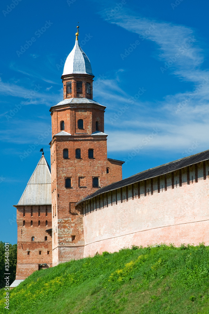 Башня Кокуй, крепостная стена. Великий Новгород, кремль. Россия