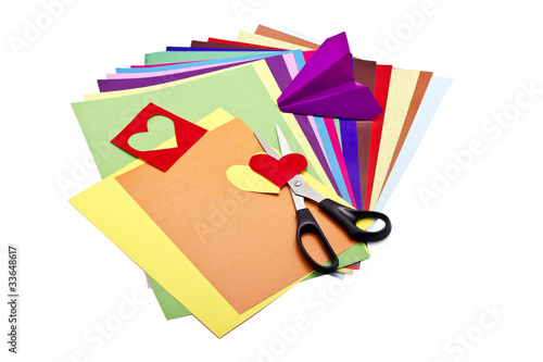 Color paper with scissors