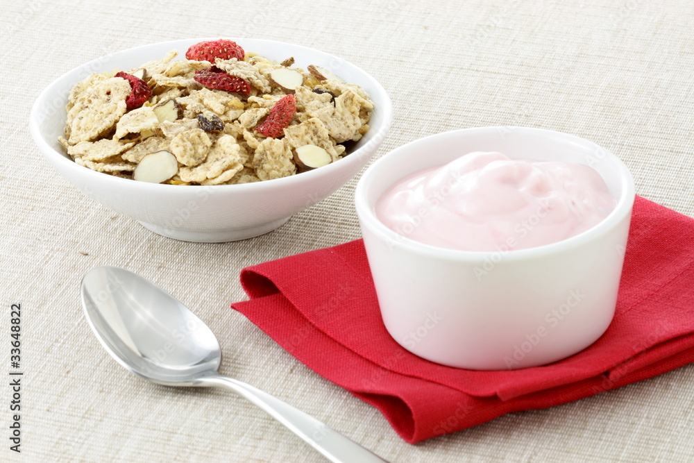 delicious strawberry yogurt and fresh cereal delicious strawberry yogurt and fresh cereal