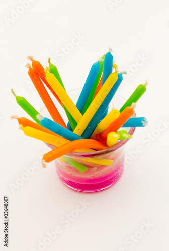 Birthday candles with a variety of colors
