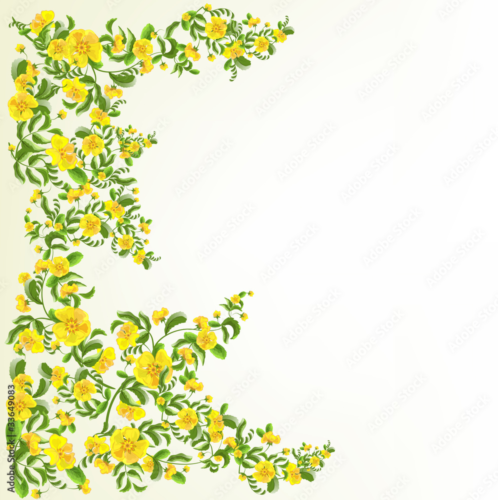 Decorative background with yellow flowers patterns. Decorative background with yellow flowers patterns.