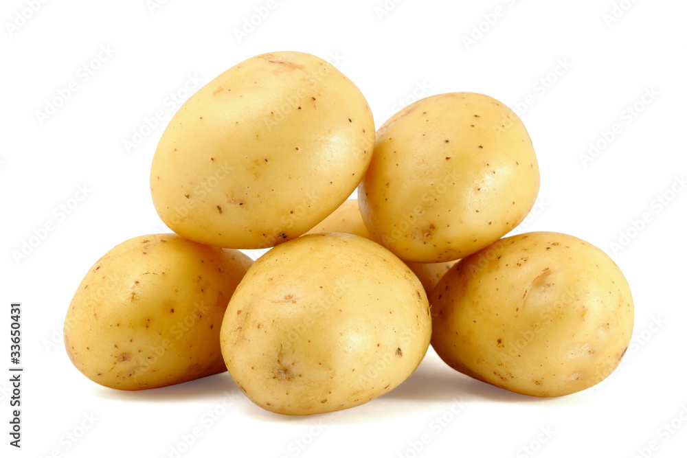 Pile of fresh potatoes isolated on white background Pile of fresh potatoes isolated on white background