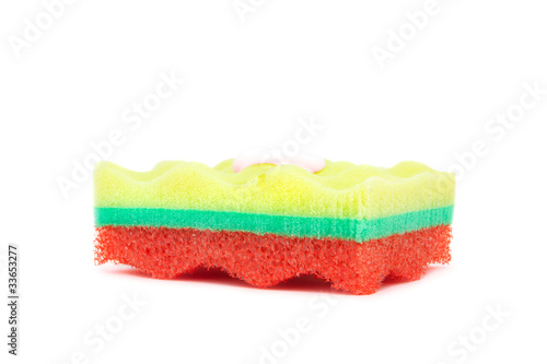 colorful sponge with shower gel