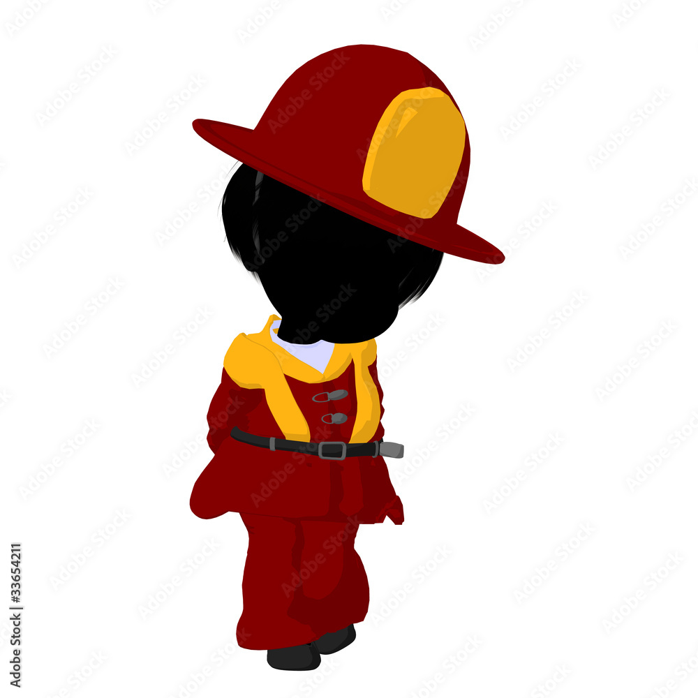 Little Firefighter Girl Illustration Silhouette Little Firefighter Girl Illustration Silhouette