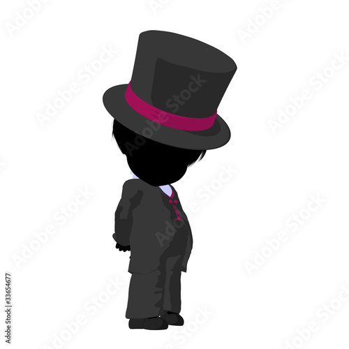 Little Top Hat Girl Illustration Silhouette