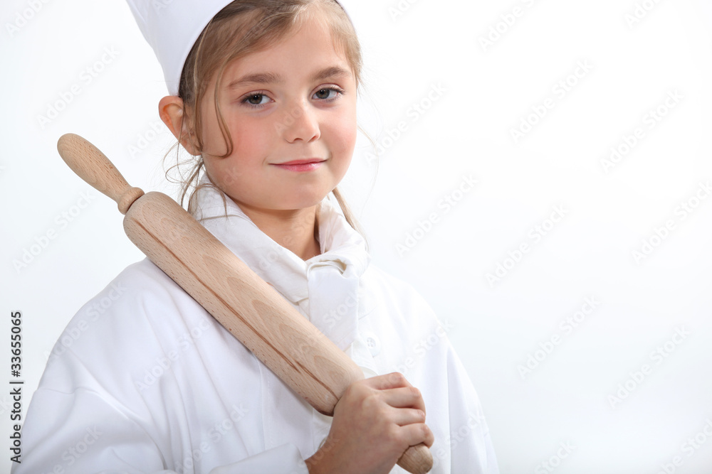 10 years old blonde girl dressed in pastry cooker 10 years old blonde girl dressed in pastry cooker