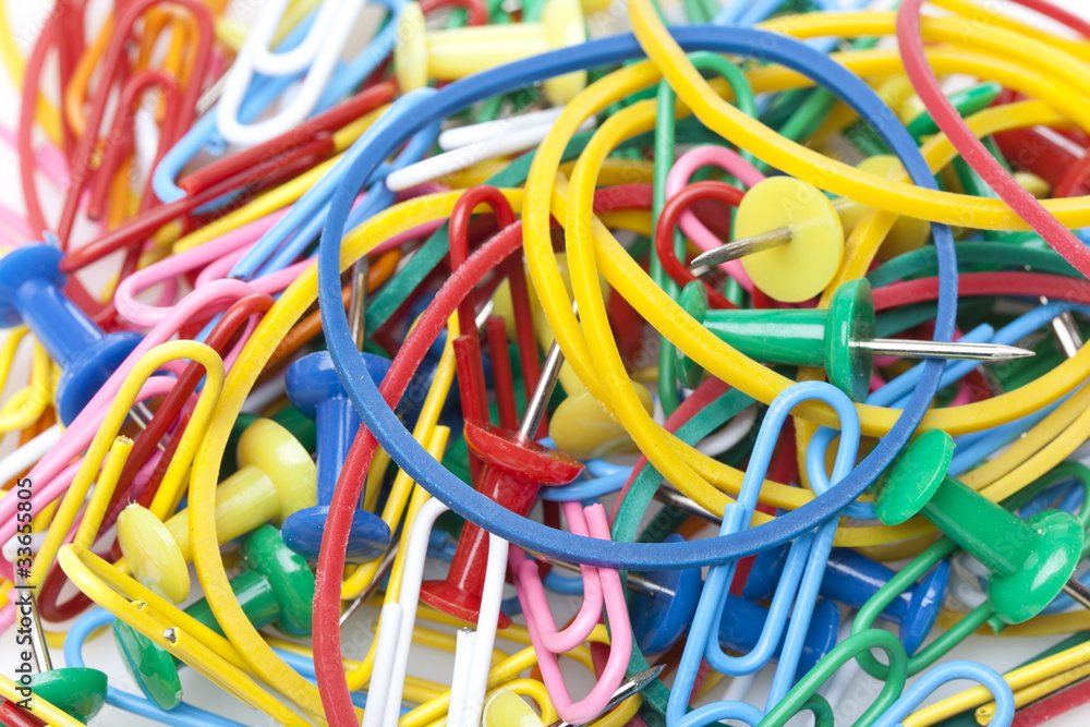 A group of colorful office supplies A group of colorful office supplies
