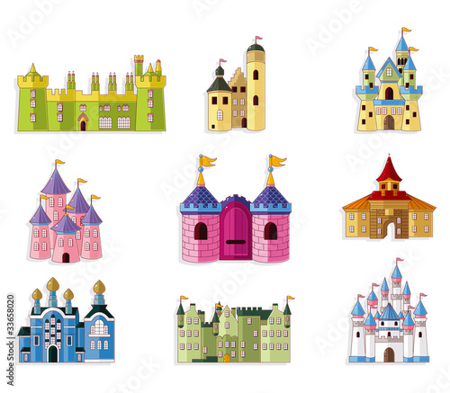 cartoon Fairy tale castle icon.