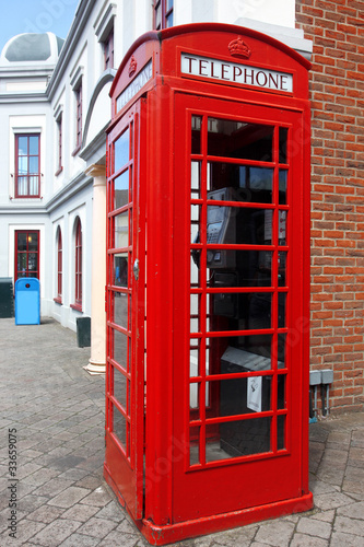 Traditional red telephone box in London  UK