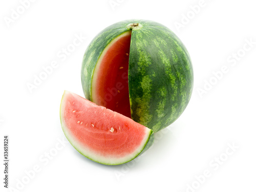 slice watermelon on white