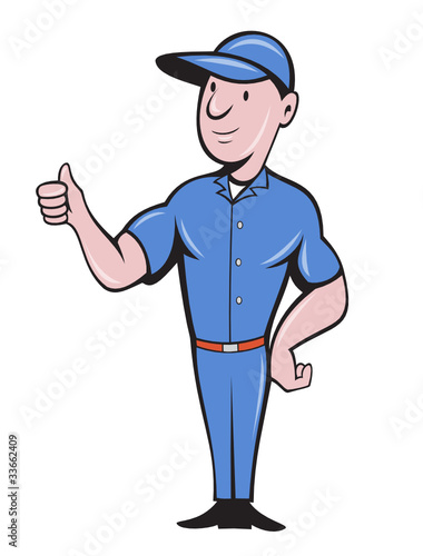 Repairman tradesman worker thumbs up