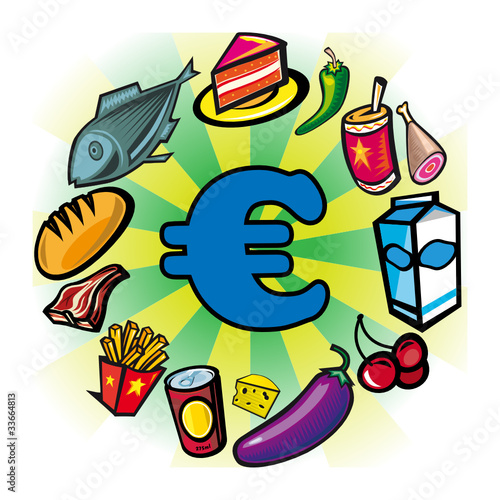 Consommation, achat, shopping, commerce, euro, aliment