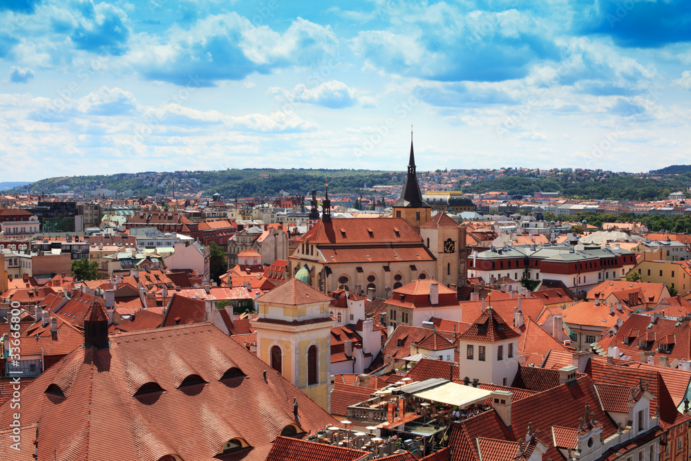 Prague roof tops. View on the Prague, Czech Republic