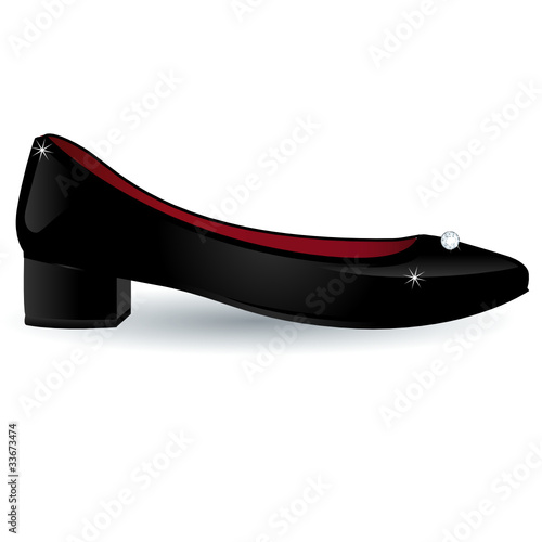 Ballerine Noire de Soirée avec Diamant