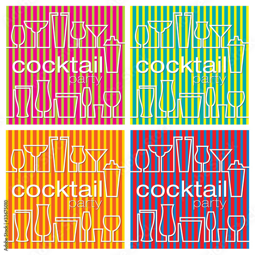 Bright Cocktail Party cards in vector format.