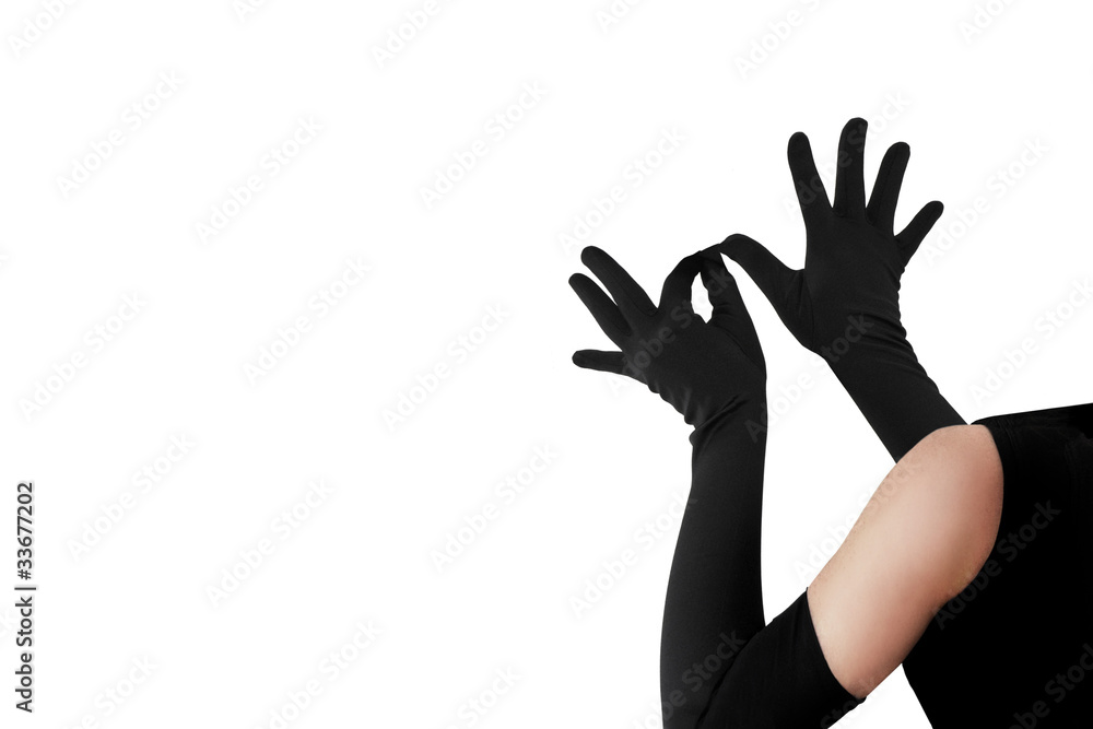 Woman wearing elegant long gloves Woman wearing elegant long gloves