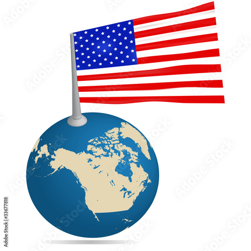 The earth with USA flag