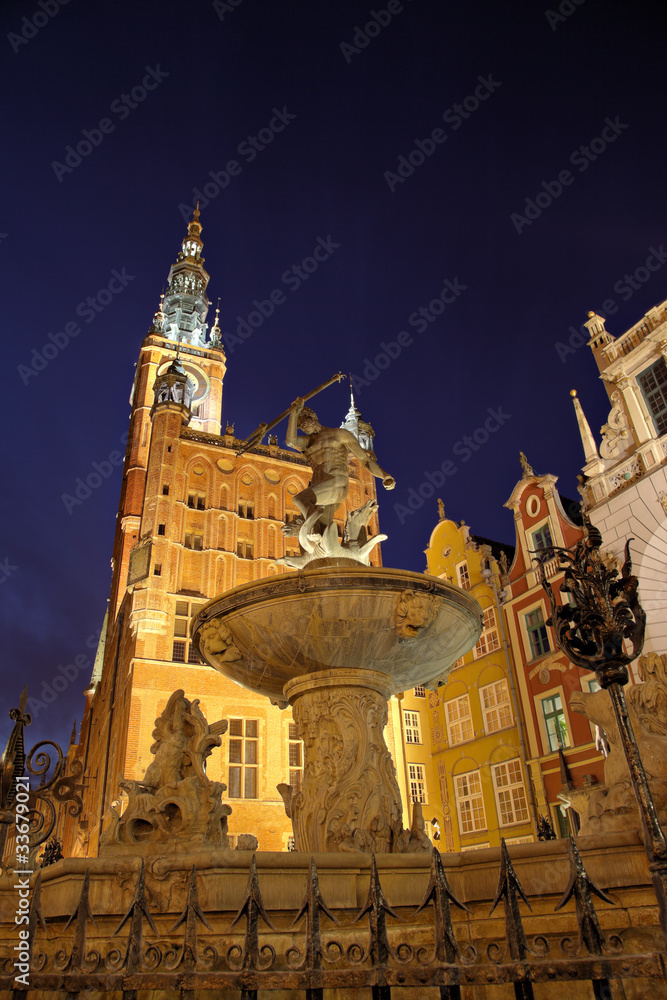 Fototapeta premium Neptune Fountain in Gdansk, Poland.