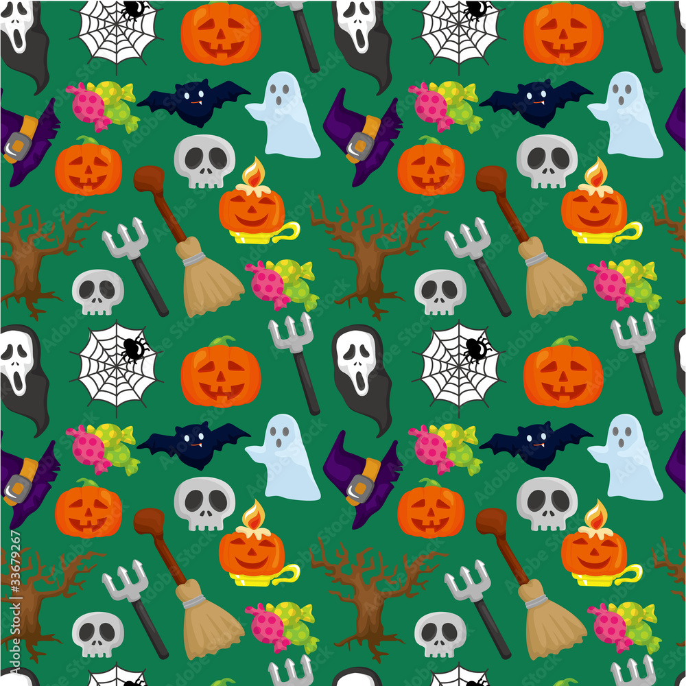 Naklejka premium cartoon Halloween seamless pattern.