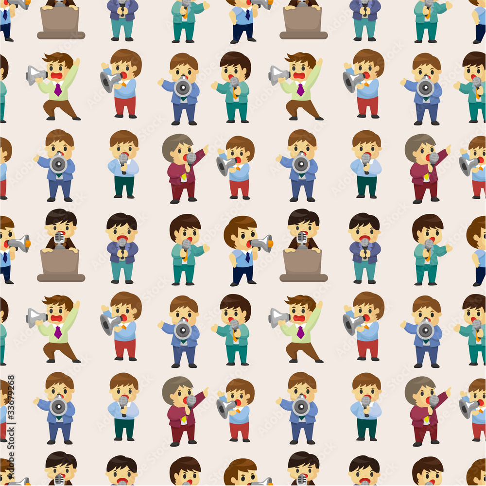 cartoon office worker talk  and speaker seamless pattern