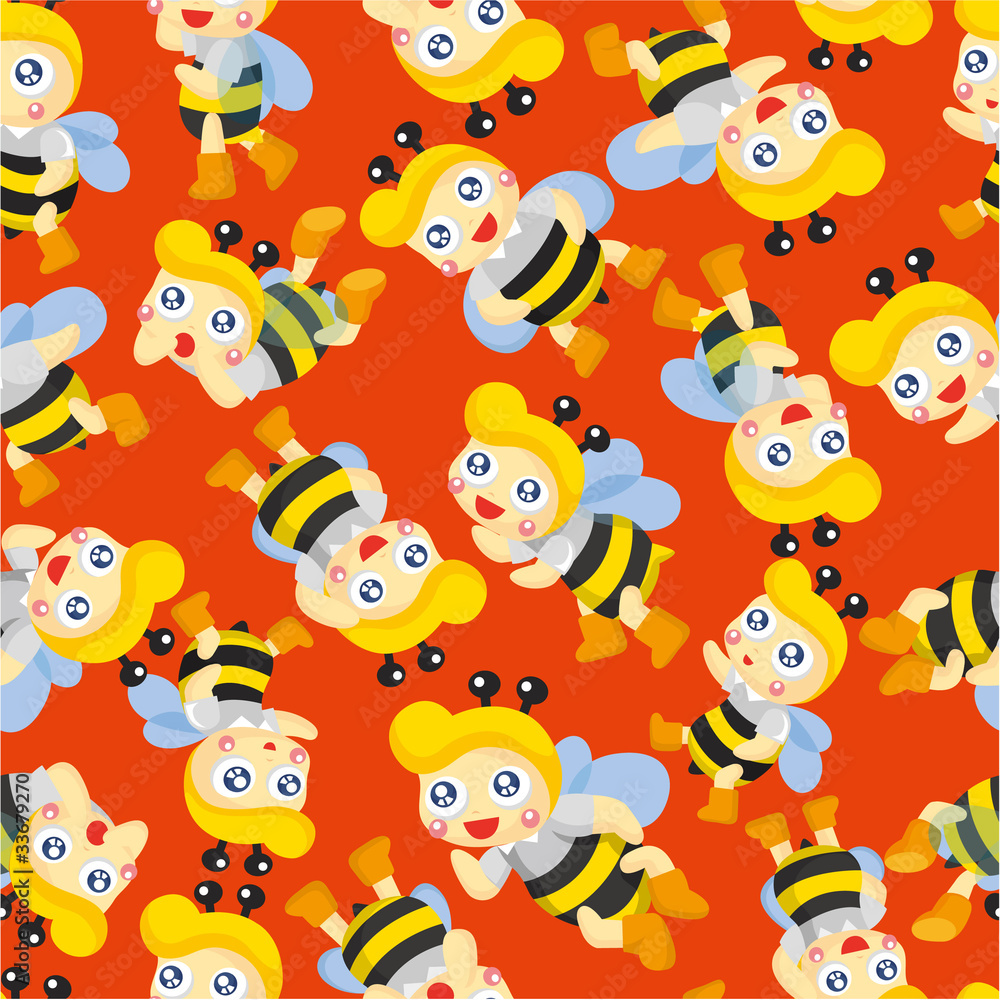 Fototapeta premium cartoon bee boy seamless pattern