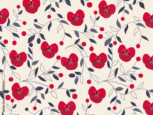Seamless floral pattern with fabric texture