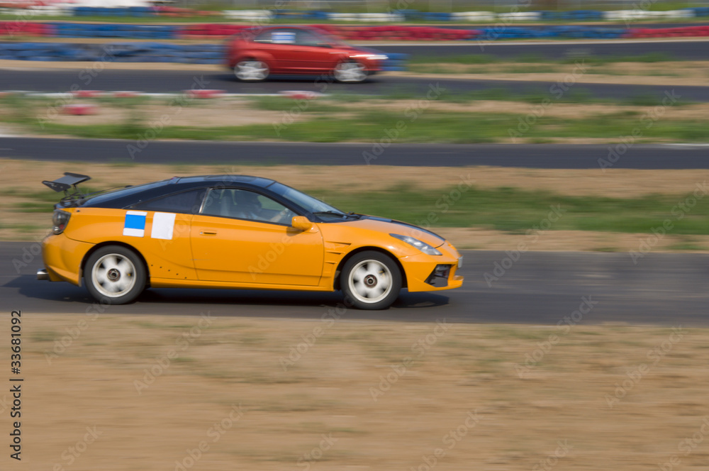 Fast car in a race