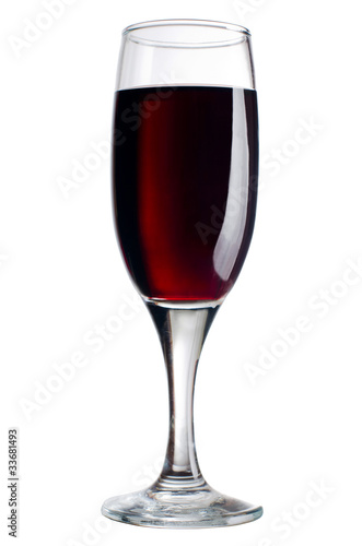 Red wine glass isolated on white