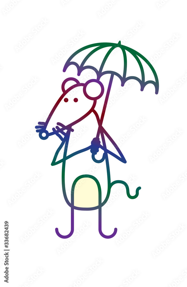 Cartoon mouse with umbrella Cartoon mouse with umbrella