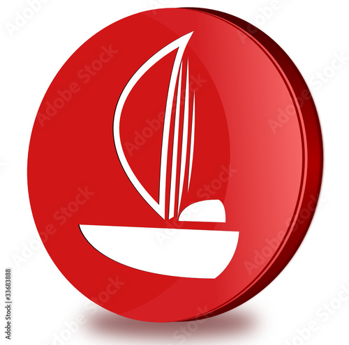 Sailboat glossy icon