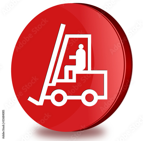 Forklift truck glossy icon