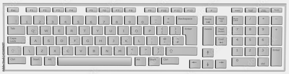 Computer keyboard in white and grey Computer keyboard in white and grey