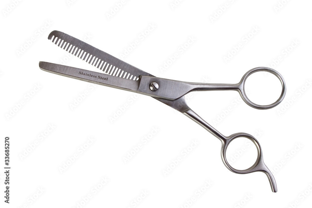 Barbers thinning scissors, isolated on white Barbers thinning scissors, isolated on white