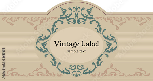 Vintage ornamental label. Datura font by Jesus Martinez Partida.
