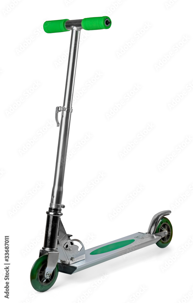 New metal scooter isolated on white New metal scooter isolated on white