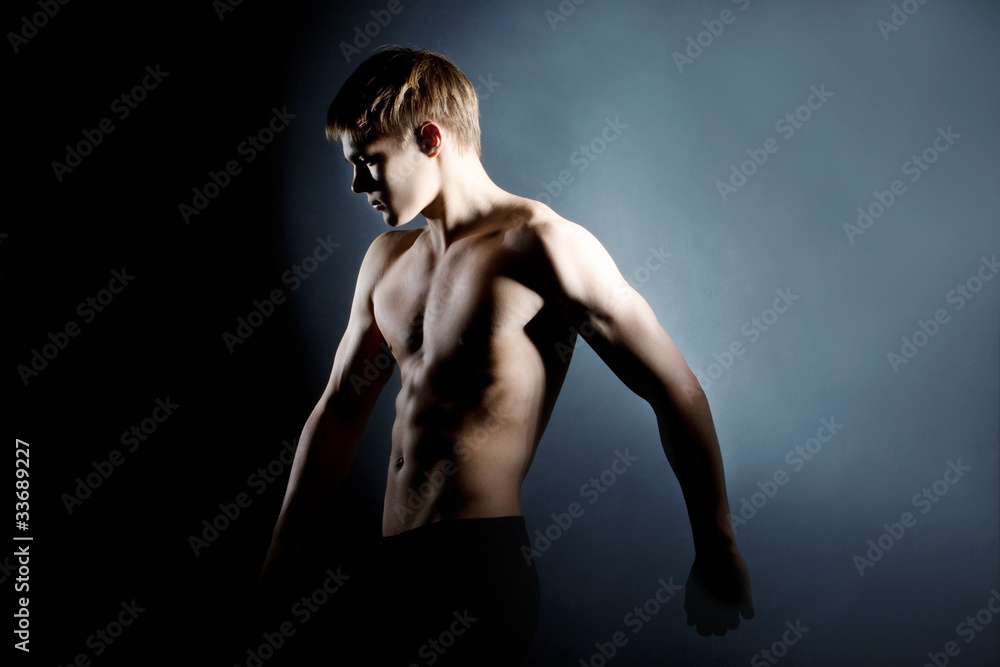 Photo of naked athlete with strong body Photo of naked athlete with strong body