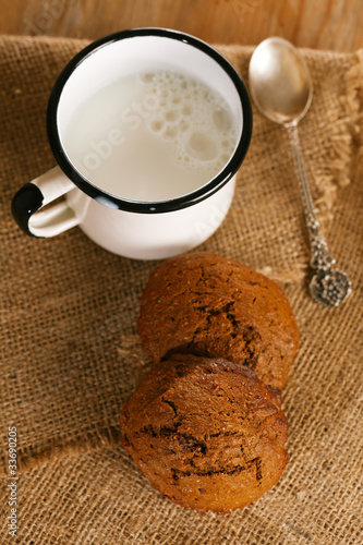 homemade soft ginger cookies with milk